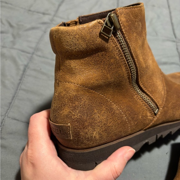 SOREL Tan Leather Harlow Zip Up Boots Womens Size 10 - Picture 10 of 13